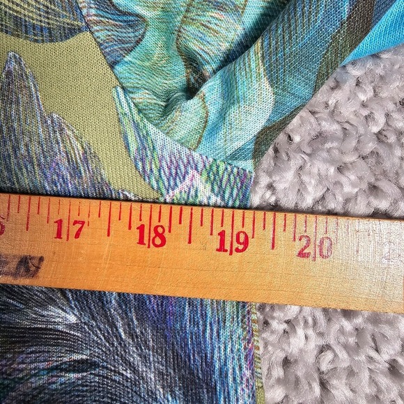 Soft Surroundings Shirt Womens Medium Blue‎ Green Aquaria Tunic Flowers - Picture 7 of 11